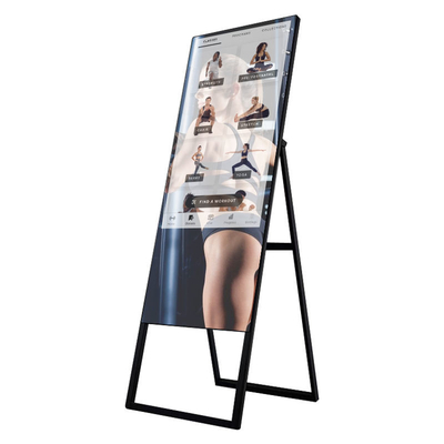 Soporte del piso exhibición inteligente de la aptitud de 43 pulgadas del espejo de la cámara elegante de la pantalla táctil